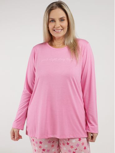 Pijama Longo Plus Size Feminino ROSA