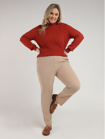 Blusa Tricot Manga Longa Plus Size Feminina COBRE
