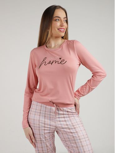 Pijama em Suede Xadrez Feminino ROSE