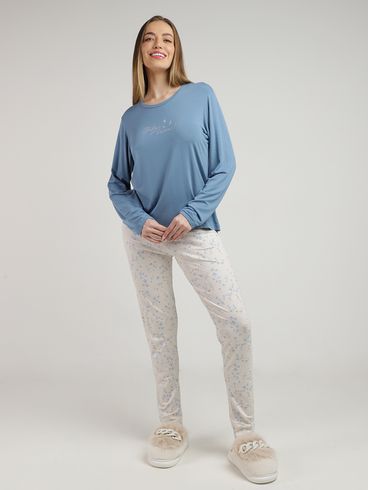 Pijama Longo Feminino AZUL