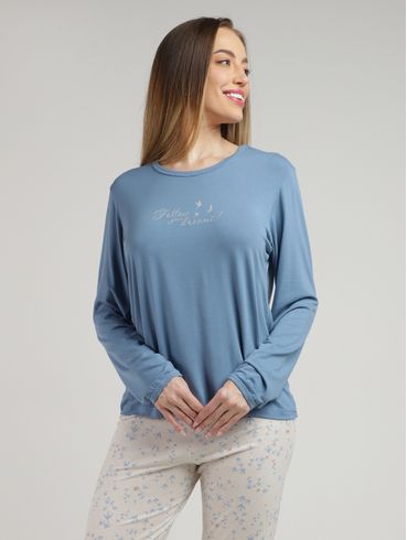 Pijama Longo Feminino AZUL