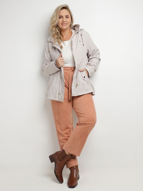 Blusão Tricot Manga Longa Plus Size Feminina AREIA