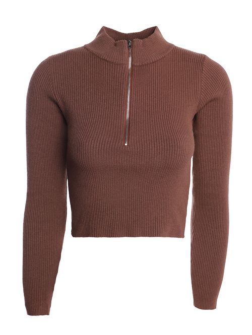 Blusão Tricot Cropped Feminino CAFE