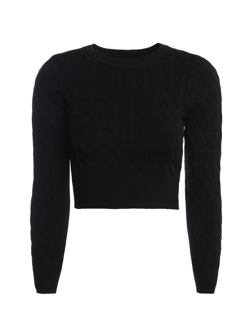 Blusa Tricot Cropped Feminina PRETO