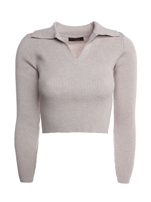 Blusão Tricot Cropped Feminino AREIA