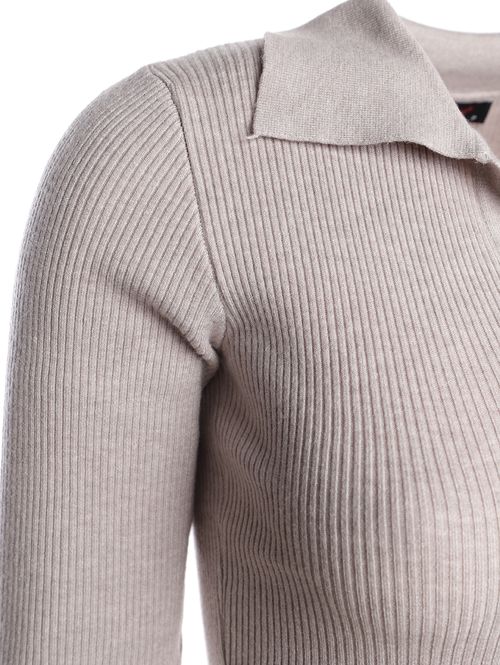 Blusão Tricot Cropped Feminino AREIA