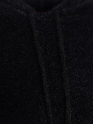 Blusão Tricot Com Capuz Feminino PRETO