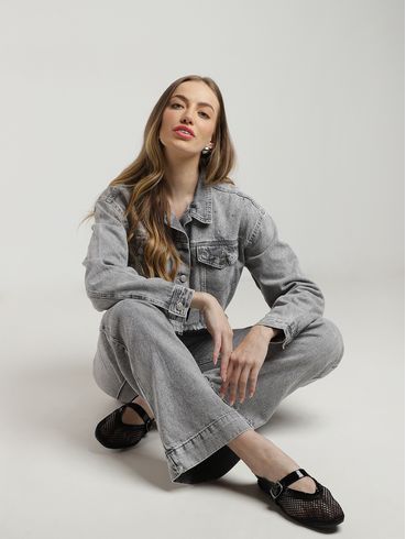 Jaqueta Sarja Cropped Autentique Feminina CINZA