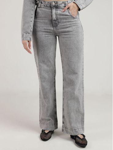 Calça Jeans Reta Autentique Feminina CINZA