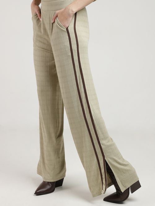 Calça Wide Leg Autentique Feminina VERDE CLARO/VERDE CLARO/MARROM