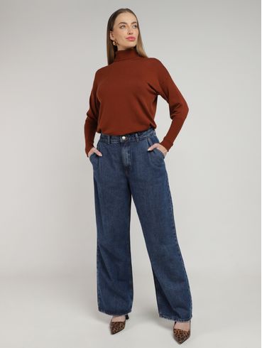 Calça Jeans Wide Leg Autentique Feminina AZUL