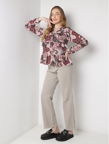 Calça Sarja Reta Sawary Feminina AREIA