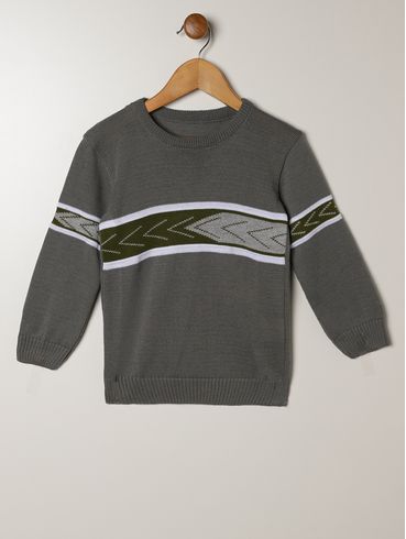Blusão Tricot Infantil Para Menino - GRAFITE/VERDE/CINZA