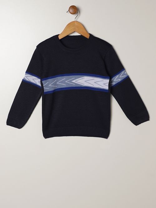 Blusão Tricot Infantil Para Menino - MARINHO/AZUL/BRANCO