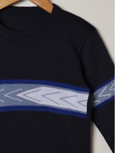 Blusão Tricot Infantil Para Menino - MARINHO/AZUL/BRANCO