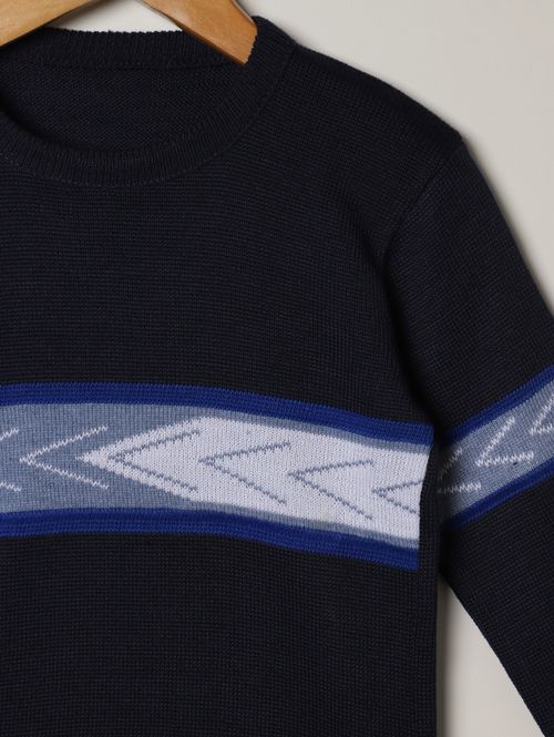 Blusão Tricot Infantil Para Menino - MARINHO/AZUL/BRANCO