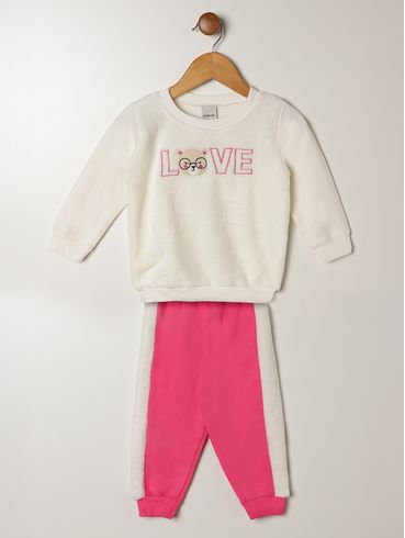 Conjunto Longo Infantil Para Bebê - OFF WHITE