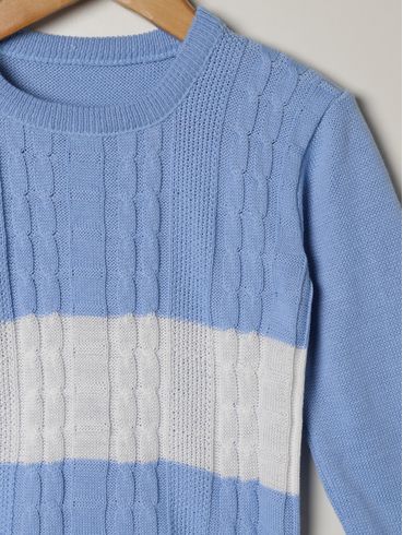 Blusão Tricot Infantil Para Menino - AZUL/OFF WHITE