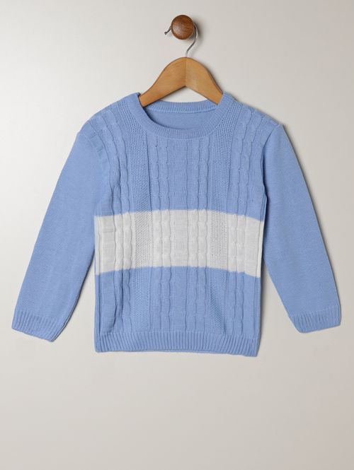 Blusão Tricot Infantil Para Menino - AZUL/OFF WHITE