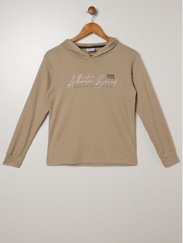 Camiseta Manga Longa Juvenil Para Menino - BEGE