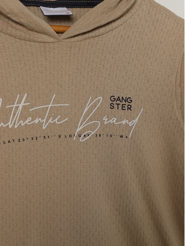 Camiseta Manga Longa Juvenil Para Menino - BEGE