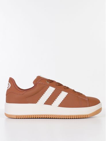 Tênis Casual Nobuck Caixa Alta Quiz Feminino CARAMELO/OFF WHITE