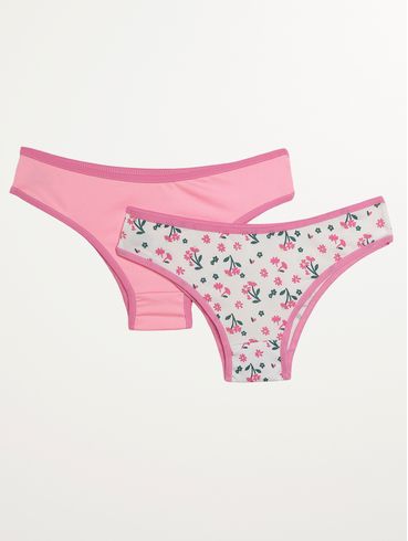 Kit com 02 Calcinhas Infantil Para Menina - Rosa/Rosa