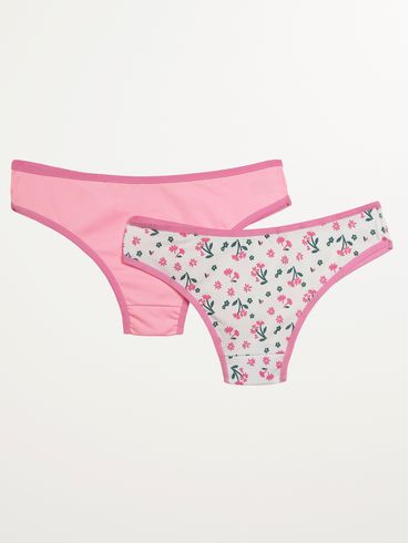 Kit com 02 Calcinhas Infantil Para Menina - Rosa/Rosa