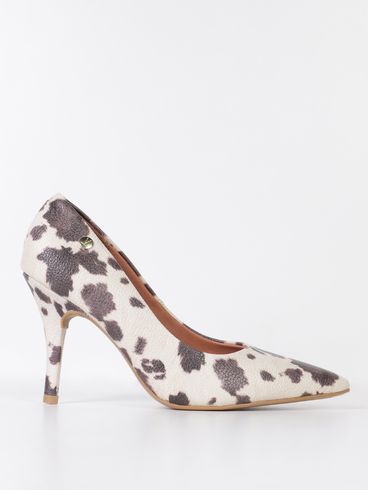 Scarpin Cow Print Vizzano Feminino OFF WHITE/MARROM