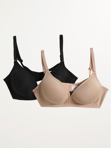 Kit Com 02 Sutiãs Com Bojo Feminino PRETO/NUDE