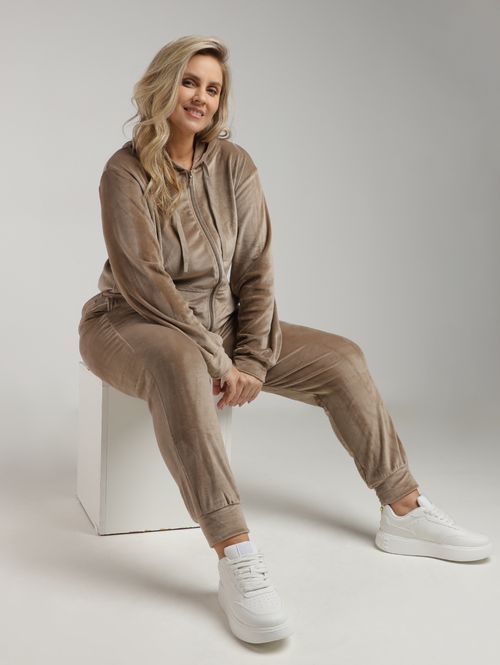 Conjunto Plush Longo Plus Size Feminino BEGE