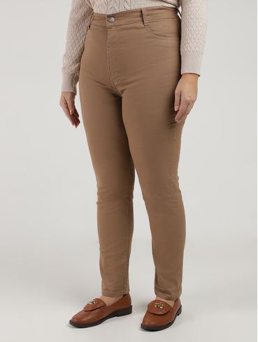 Calça Sarja Cigarrete Sawary Plus Feminina MARROM