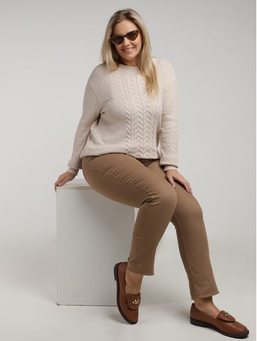 Calça Sarja Cigarrete Sawary Plus Feminina MARROM