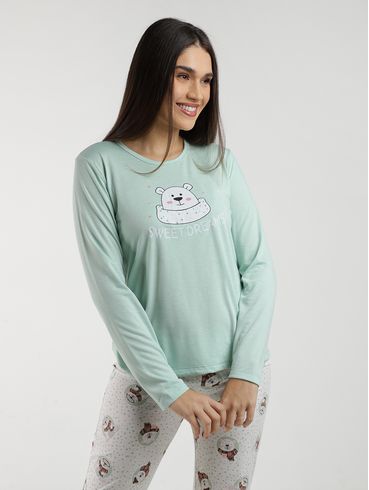 Pijama Longo Feminino VERDE