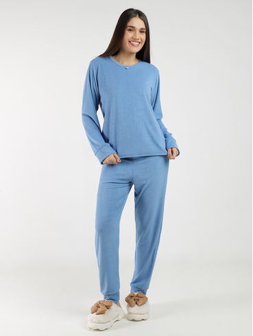Pijama Longo Feminino AZUL