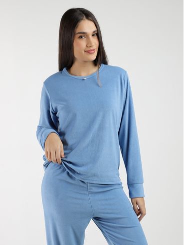 Pijama Longo Feminino AZUL