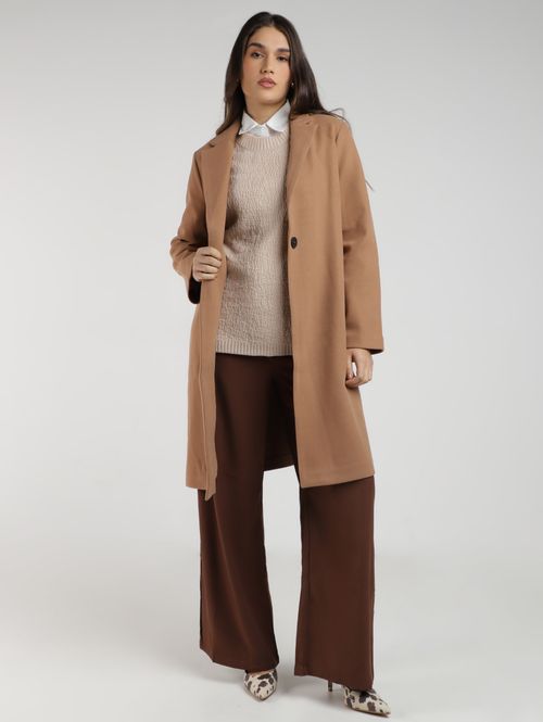 Camisa com Sobreposição Eagle Rock Feminina BEGE