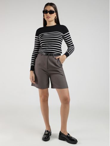 Blusão Tricot Modal Feminino PRETO/PRETO/BRANCO