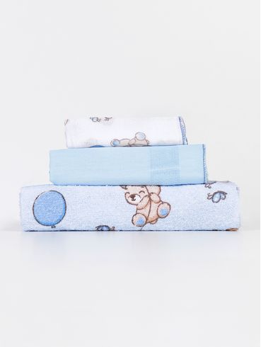 Jogo de Banho Infantil Para Bebê - AZUL CLARO