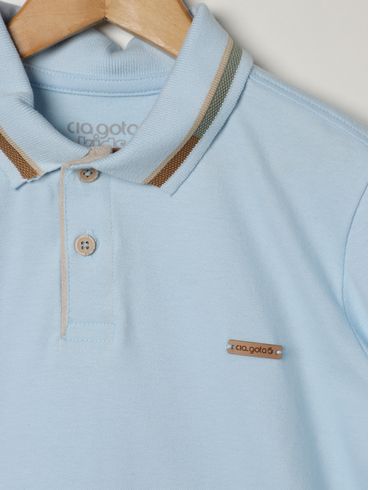 Polo Manga Curta Infantil Para Menino - AZUL CLARO