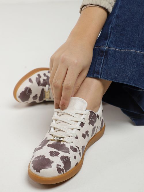 Tênis Casual Cow Print Vizzano Feminino OFF WHITE/MARROM