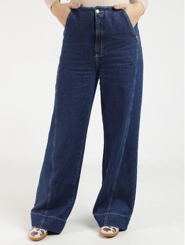Calça Jeans Wide Leg Autentique Feminina AZUL