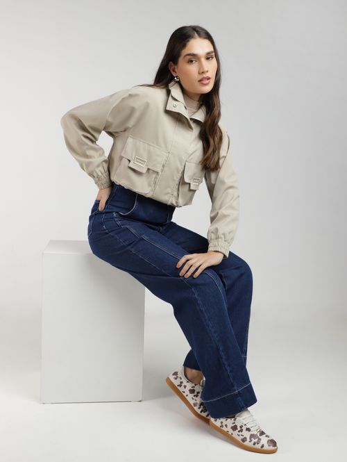 Calça Jeans Wide Leg Autentique Feminina AZUL