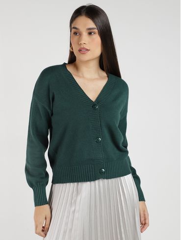 Cardigan Tricot Modal Feminino VERDE