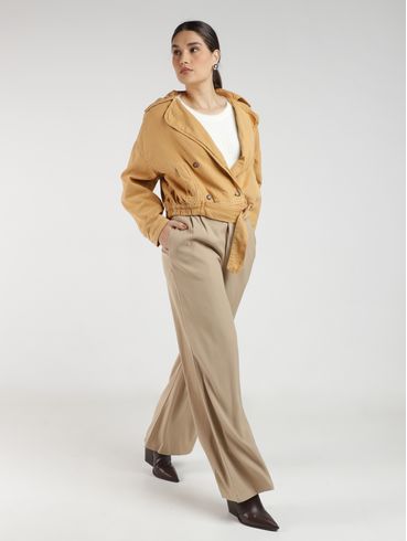 Calça Reta Alfaiataria Feminina CAQUI