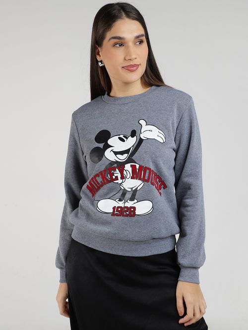 Moletom Mickey Disney Feminino CINZA CLARO