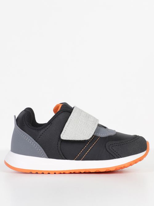 Tênis Walk Velcro Klin Infantil Para Bebê Menino - PRETO/GRAFITE