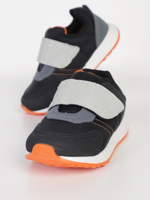 Tênis Walk Velcro Klin Infantil Para Bebê Menino - PRETO/GRAFITE