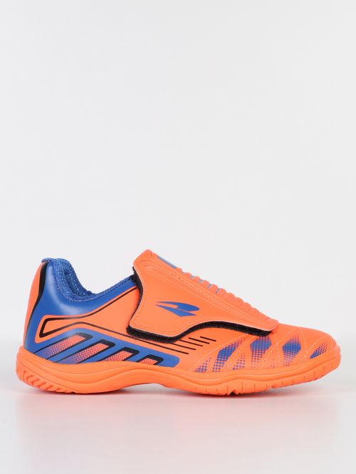 Chuteira Futsal Velcro Juvenil Para Menino - LARANJA/AZUL