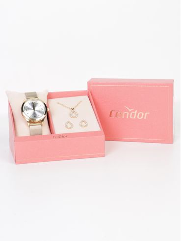 Relógio+Acessório Condor Feminino DOURADO